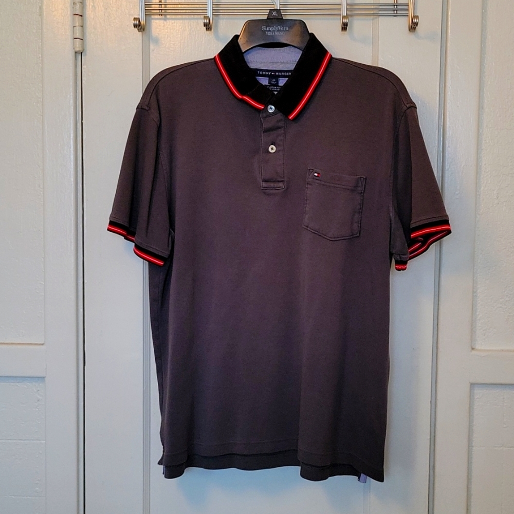 Grey Tommy Hilfiger Custom Fit Polo